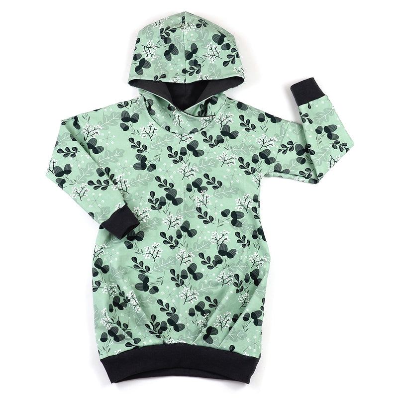 Gr. 122 - Hoodiekleid "Blätter"