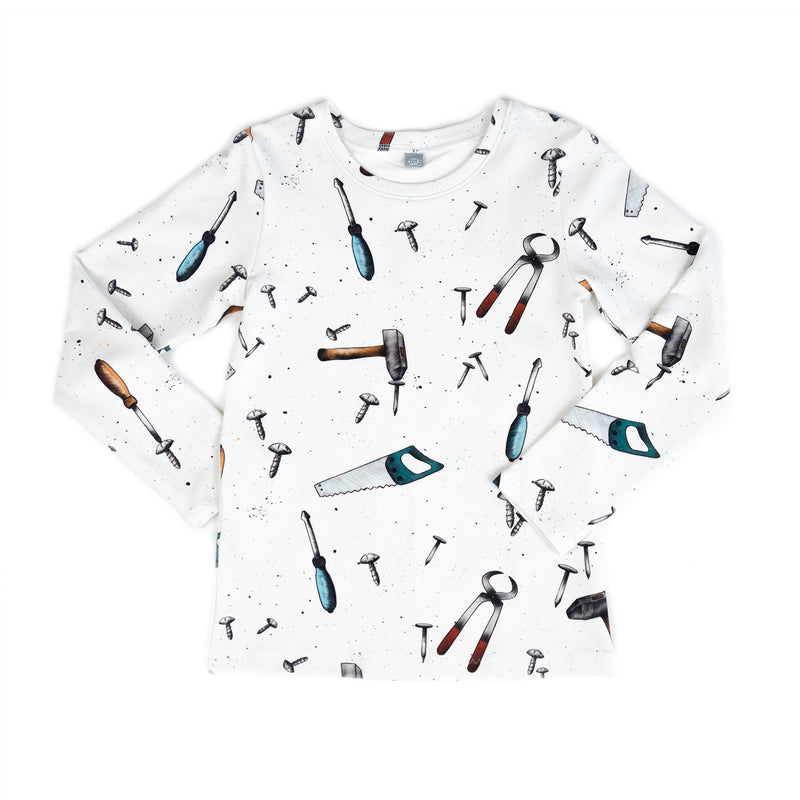 Gr. 128 - Langarmshirt "Werkzeuge"